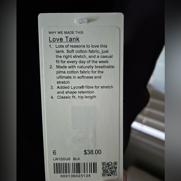 NWT Lululemon Love Tank - Black - Size 6 - Picture 6 of 6